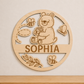 Gegraveerd houten naambord met honing beer gepersonaliseerd met naam