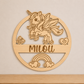 Gegraveerd houten naambord met unicorn gepersonaliseerd met naam