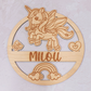 Gegraveerd houten naambord unicorn gepersoanliseerd met naam 