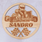 Gepersonaliseerd naambord van hout met kart thema