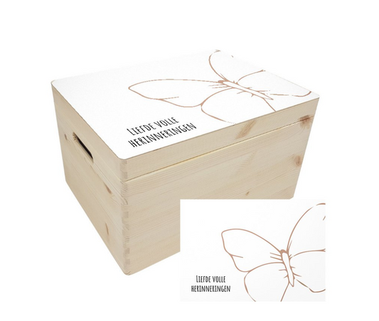 Houten Memorybox - Vlinder - Wit