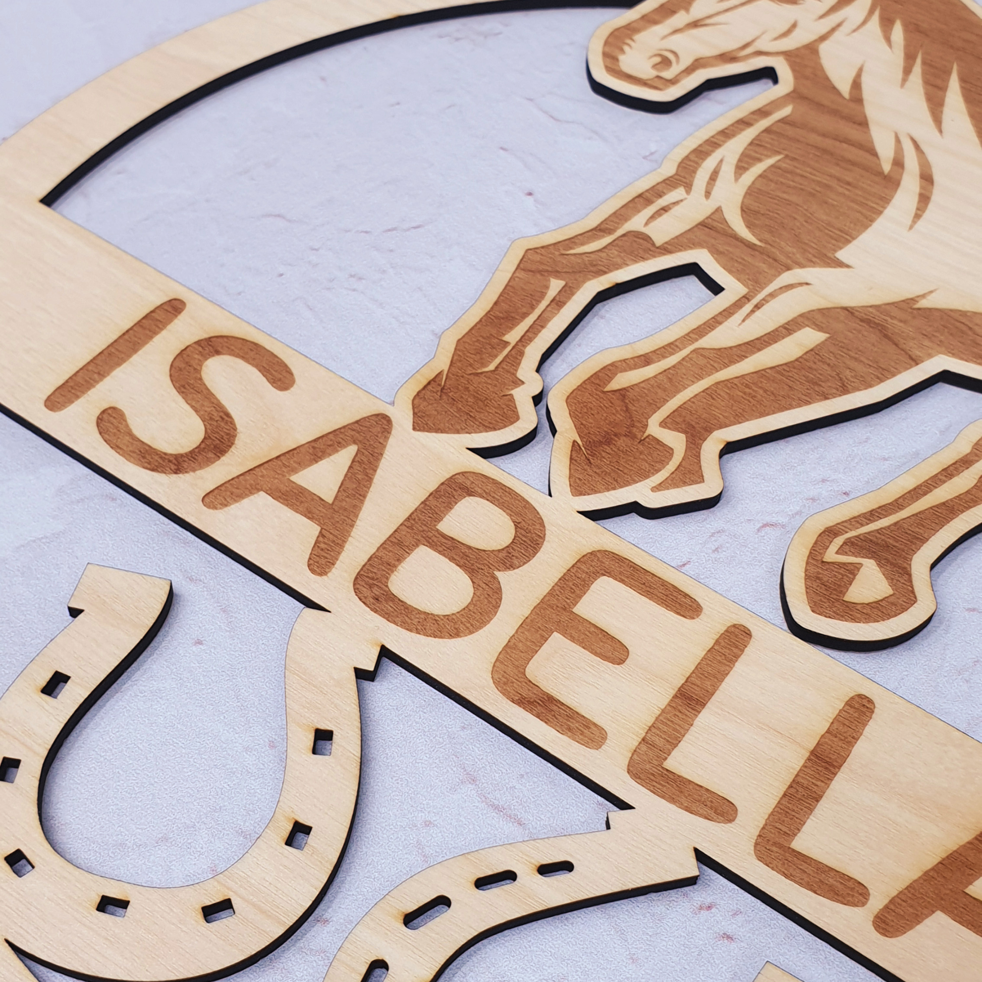 Paarden naambord van hout met naam