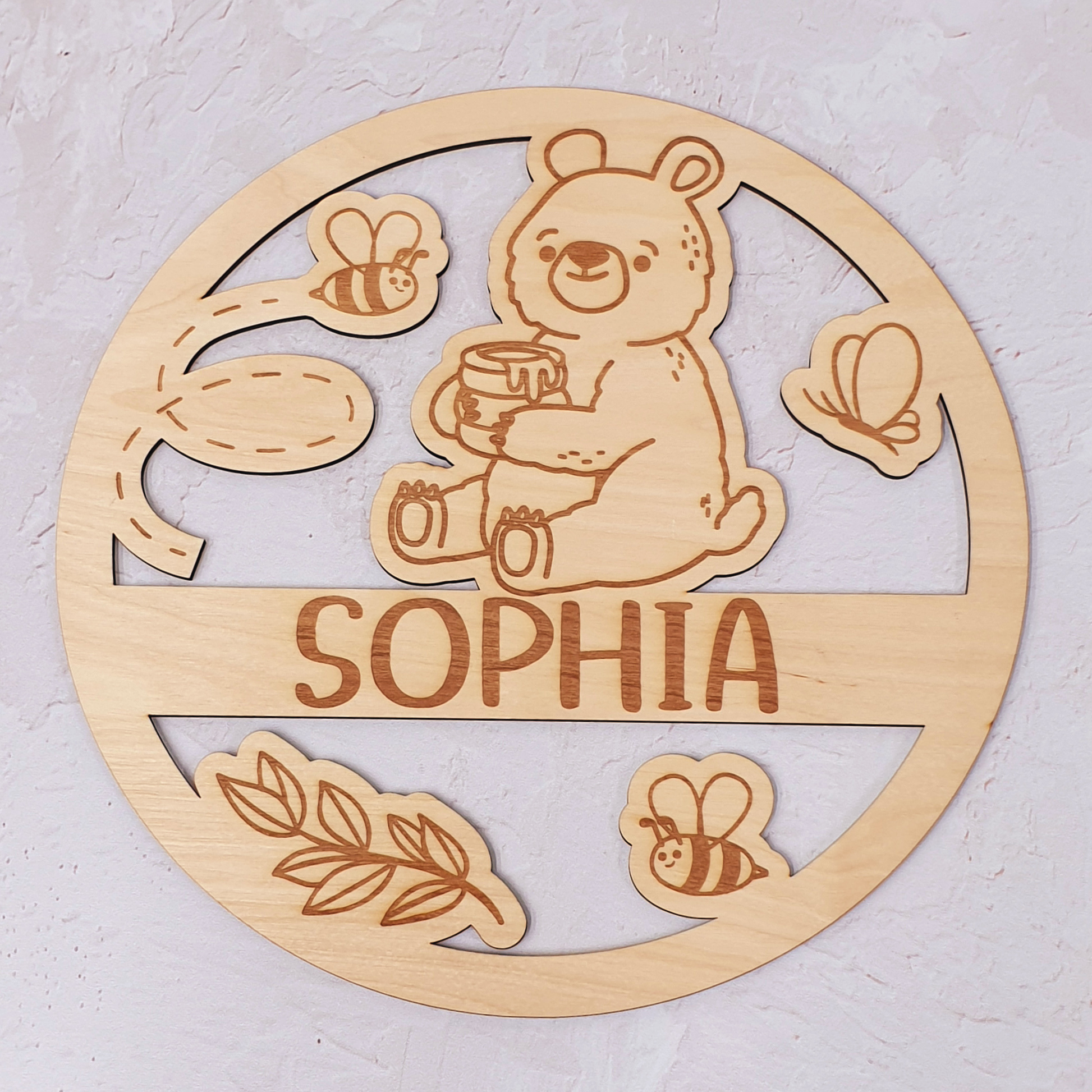 Thema naambord voor de babykamer gepersonaliseerd met naam