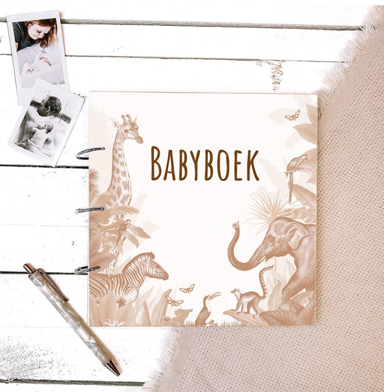 Houten Babyboek - Jungle Sepia