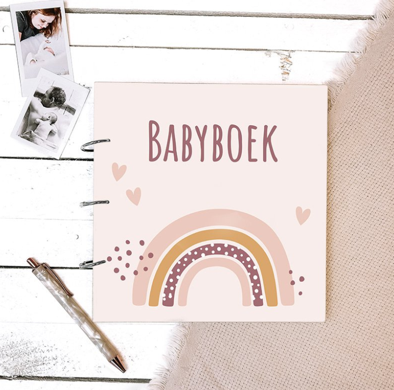 Houten Babyboek - Regenboog