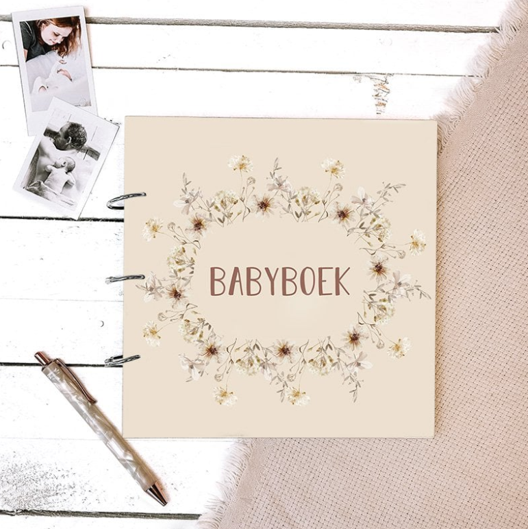 Houten Babyboek - Summer flowers