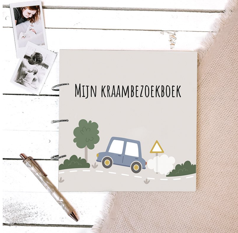 Houten Kraambezoekboek - Auto