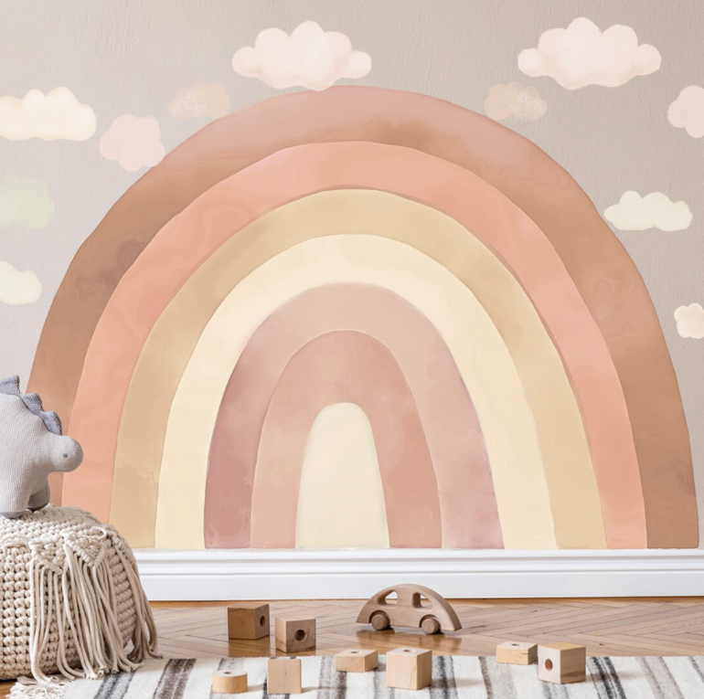 Muursticker Regenboog Beige