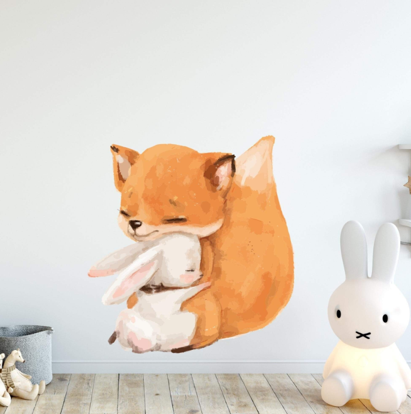 Babykamer muursticker bunny en fox