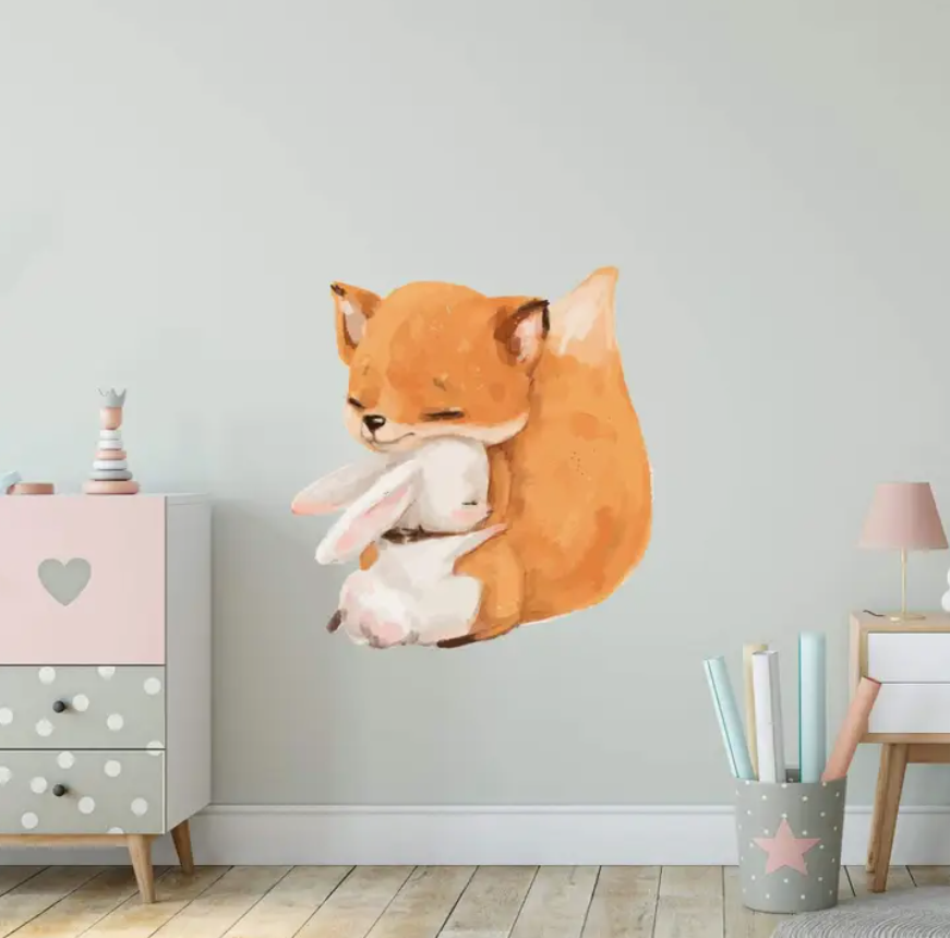 Kinderkamer wandkind fox en bunny muursticker