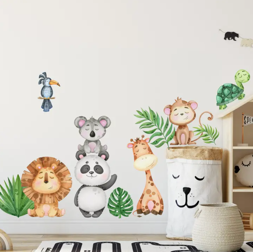 Babykamer wandkind muursticker safari dieren