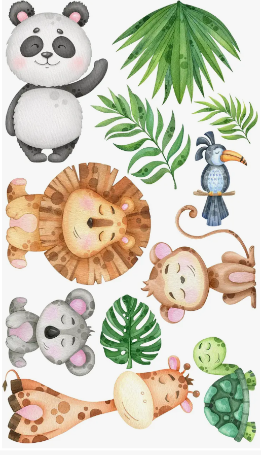 Kinderkamer muurstickers safari dieren kleinke.nl