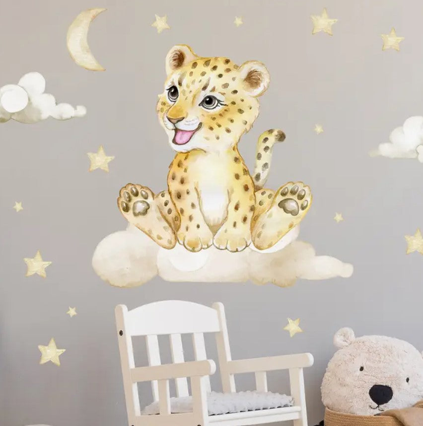 Babykamer wandkind muursticker luipaard puppy