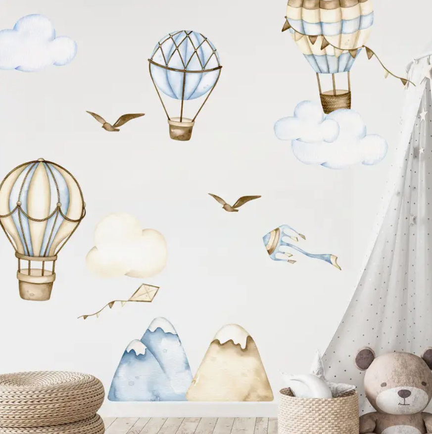 Babykamer muurstickers hete luchtballonnen 