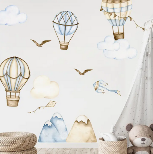 Babykamer muurstickers hete luchtballonnen 