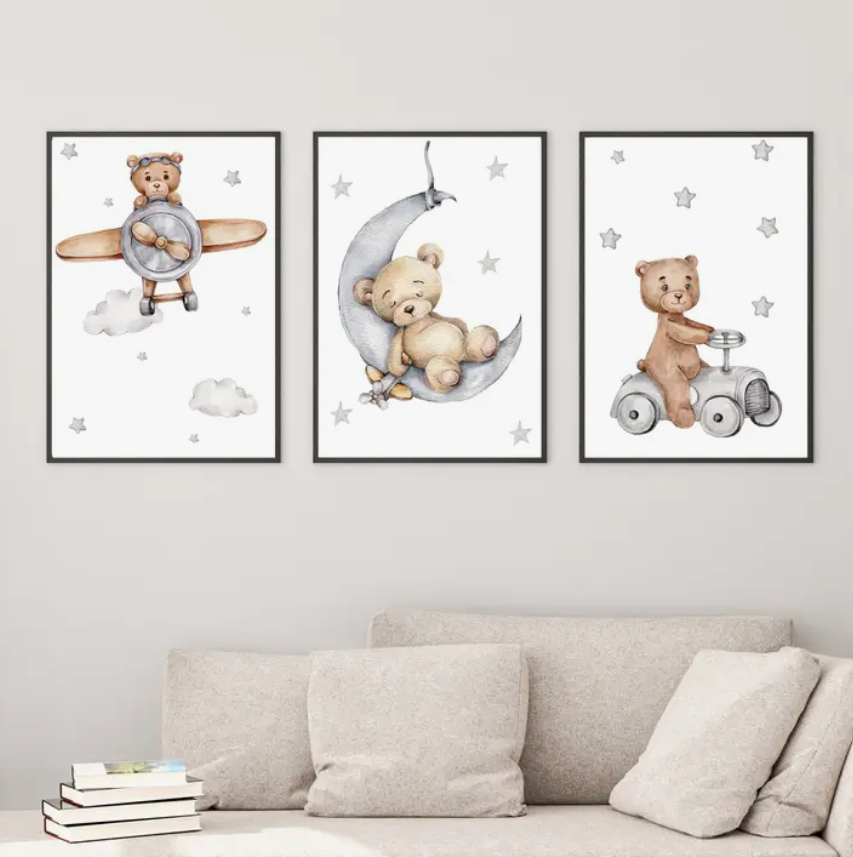 Wandkind babykamer posters set van 3