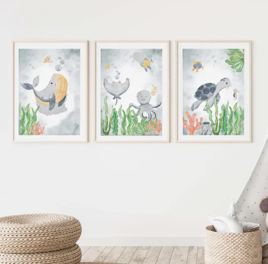 Posters onderwaterwereld babykamer en kinderkamer