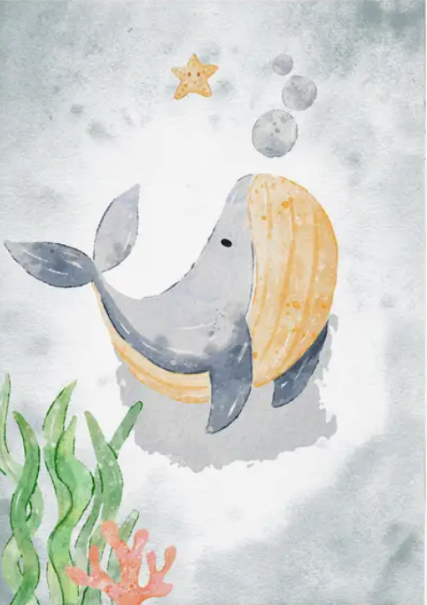 babykamer poster walvis