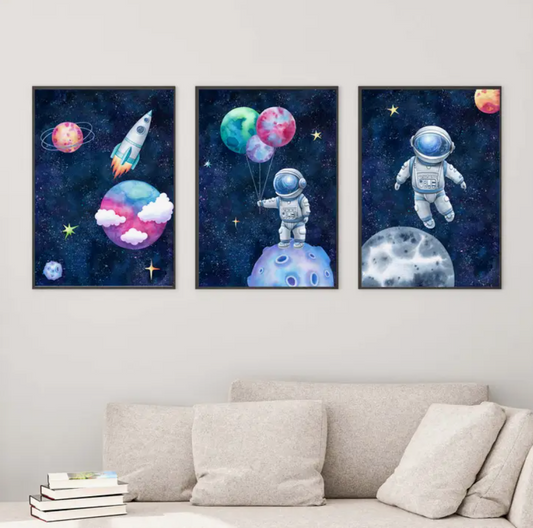 Wandkind kinderkamer posters astronauten